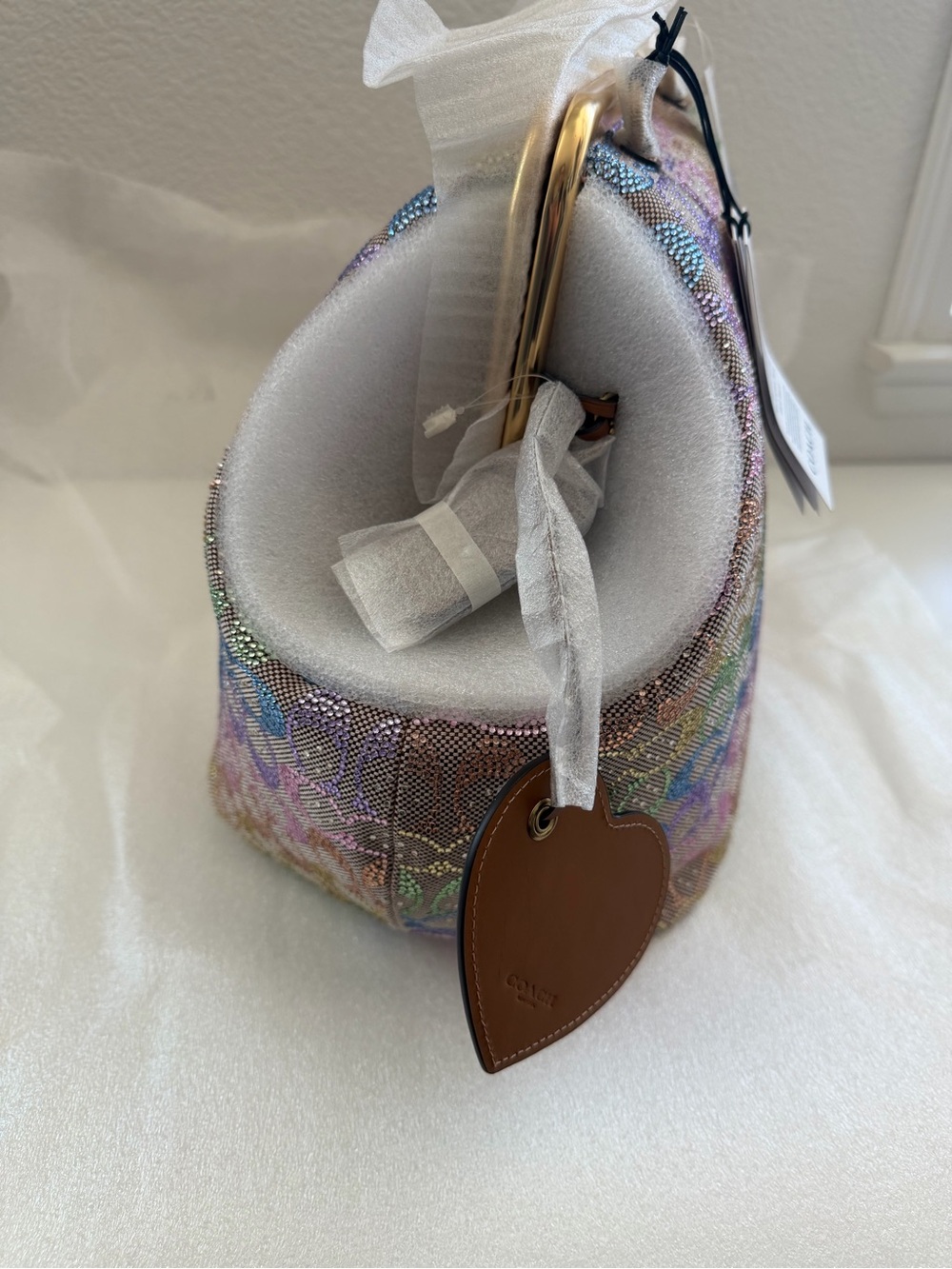 Coach Large Kisslock Frame Bag In Crystal Signature Jacquard - Picture 9 of 12